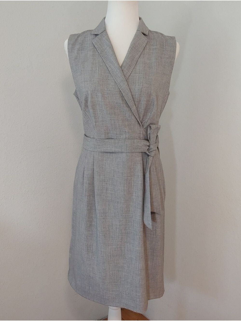 Ann Taylor NEW Gray Tie-Waist Sleeveless Blazer Dress Women's 8 NWT - Picture 9 of 16